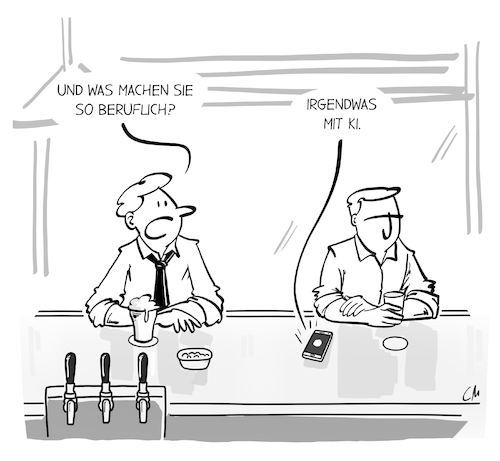 Cartoon: Irgendwas mit KI (medium) by Cloud Science tagged irgendwas,mit,ki,medien,beruf,bar,kommunikation,irgendwas,mit,ki,medien,beruf,bar