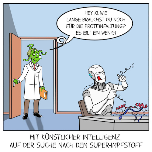 Cartoon: KI Impfstoff (medium) by Cloud Science tagged impfstoff,impfen,forschung,gesundheit,ki,künstliche,intelligenz,medizin,proteinfaltung,entwicklung,ehealth,digitalhealth,digitalisierung,technologie,technik,tech,corona,impfstoff,impfen,forschung,gesundheit,ki,künstliche,intelligenz,medizin,proteinfaltung,entwicklung,ehealth,digitalhealth,digitalisierung,technologie,technik,tech,corona