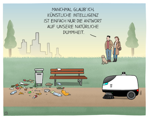 Cartoon: KI vs. natürliche Dummheit (medium) by Cloud Science tagged ki,künstliche,intelligenz,natürliche,dummheit,umweltverschmutzung,müll,roboter,reinigungsroboter,müllroboter,autonom,park,müllentsorgung,techologie,technik,zukunft,automatisierung,ki,künstliche,intelligenz,natürliche,dummheit,umweltverschmutzung,müll,roboter,reinigungsroboter,müllroboter,autonom,park,müllentsorgung,techologie,technik,zukunft,automatisierung