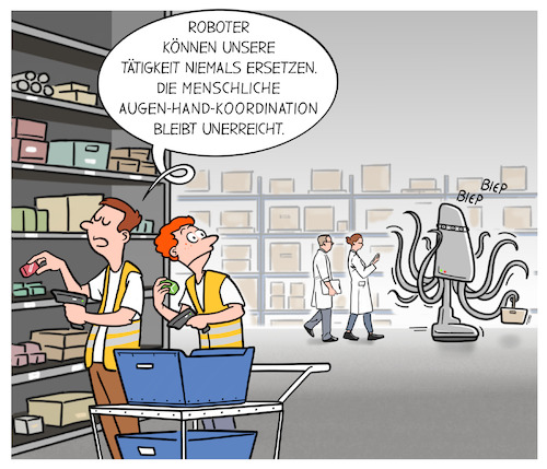 Cartoon: Kommissionierung (medium) by Cloud Science tagged robotik,roboter,automatisierung,kommissionierung,lager,logistik,job,arbeitswelt,arbeit,arbeitslosigkeit,greifen,zukunft,innovation,technologie,digitalisierung,transformation,regal,robotik,roboter,automatisierung,kommissionierung,lager,logistik,job,arbeitswelt,arbeit,arbeitslosigkeit,greifen,zukunft,innovation,technologie,digitalisierung,transformation,regal