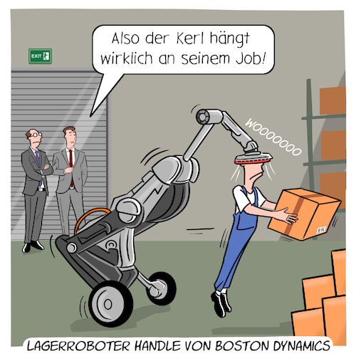 Cartoon: Lagerroboter von Boston Dynamics (medium) by Cloud Science tagged lagerroboter,lager,roboter,automatisierung,arbeit,logistik,mitarbeiter,kommissionierung,boston,dynamics,handle,autonom,ki,intelligent,bedrohung,zukunft,wirtschaft,produktion,it,technologie,tech,technik,digital,digitalisierung,ai,arbeitslosigkeit,innovation,disruption,wandel,transformation,mensch,entwicklung,ingenieur,lagerroboter,lager,roboter,automatisierung,arbeit,logistik,mitarbeiter,kommissionierung,boston,dynamics,handle,autonom,ki,intelligent,bedrohung,zukunft,wirtschaft,produktion,it,technologie,tech,technik,digital,digitalisierung,ai,arbeitslosigkeit,innovation,disruption,wandel,transformation,mensch,entwicklung,ingenieur