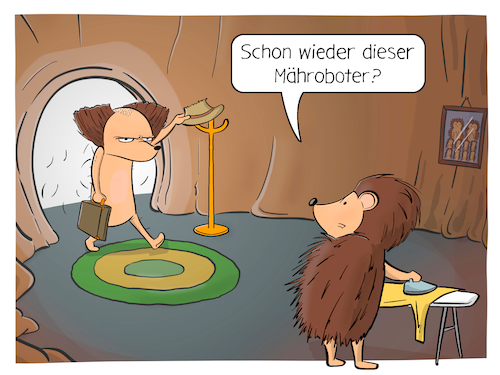 Cartoon: Mähroboter (medium) by Cloud Science tagged maehroboter,rasenmaehroboter,rasenmaeher,igel,tier,tiere,tierschutz,roboter,rasenmaehen,garten,umwelt,natur,naturschutz,tech,technologie,technik,digital,digitalisierung,automatisierung,iot,internet,der,dinge,vernetzung,tiercartoon,gefahr,bedrohung,artenschutz,oeko,maehroboter,rasenmaehroboter,rasenmaeher,igel,tier,tiere,tierschutz,roboter,rasenmaehen,garten,umwelt,natur,naturschutz,tech,technologie,technik,digital,digitalisierung,automatisierung,iot,internet,der,dinge,vernetzung,tiercartoon,gefahr,bedrohung,artenschutz,oeko