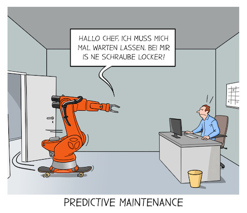 Cartoon: Predictive Maintenance (medium) by Cloud Science tagged predictive,maintenance,wartung,anlagen,maschinen,roboter,robotik,industrie40,industrie,automatisierung,iiot,produktion,digitalisierung,technologie,smart,factory,innovation,ki,künstliche,intelligenz,machine,learning,maschinelles,lernen,reparatur,predictive,maintenance,wartung,anlagen,maschinen,roboter,robotik,industrie40,industrie,automatisierung,iiot,produktion,digitalisierung,technologie,smart,factory,innovation,ki,künstliche,intelligenz,machine,learning,maschinelles,lernen,reparatur