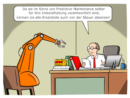 Cartoon: Robotersteuer (medium) by Cloud Science tagged roboter,rootersteuer,robotik,digitalisierung,steuerberater,steuerberatung,predictive,maintenance,ersatzteile,industrie,40,digital,technologie,disruption,roboterarm,ki,ai,fabrik,fertigung,produktion,zukunft,arbeitswelt,arbeitskraft,arbeit,gesellschaft,instandhaltung,beratung,arbeitsplatz,cartoon,illustration,moeller,business,roboter,rootersteuer,robotik,digitalisierung,steuerberater,steuerberatung,predictive,maintenance,ersatzteile,industrie,40,digital,technologie,disruption,roboterarm,ki,ai,fabrik,fertigung,produktion,zukunft,arbeitswelt,arbeitskraft,arbeit,gesellschaft,instandhaltung,beratung,arbeitsplatz,cartoon,illustration,moeller,business