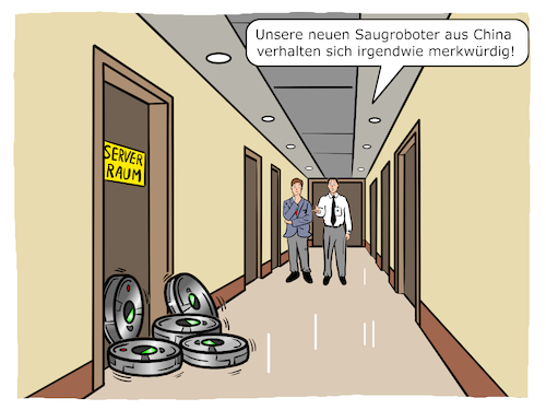 Cartoon: Saugroboter Datenschutz (medium) by Cloud Science tagged datenschutz,daten,ueberwachung,abhoehren,nsa,big,data,technologie,saugen,sammeln,technik,gadget,iot,internet,of,things,autonom,sicherheit,smart,verhalten,code,cloud,china,wirtschaftsspionage,kopieren,clonen,server,serverraum,rechnezentrum,selbstfahren,ki,ai,kuenstliche,wischroboter,roboter,staubsauger,intelligenz,zukunft,digitalisierung,automatisch,disruption,business,sauberkeit,ansammlung,beobachtung,datenschutz,daten,ueberwachung,abhoehren,nsa,big,data,technologie,saugen,sammeln,technik,gadget,iot,internet,of,things,autonom,sicherheit,smart,verhalten,code,cloud,china,wirtschaftsspionage,kopieren,clonen,server,serverraum,rechnezentrum,selbstfahren,ki,ai,kuenstliche,wischroboter,roboter,staubsauger,intelligenz,zukunft,digitalisierung,automatisch,disruption,business,sauberkeit,ansammlung,beobachtung