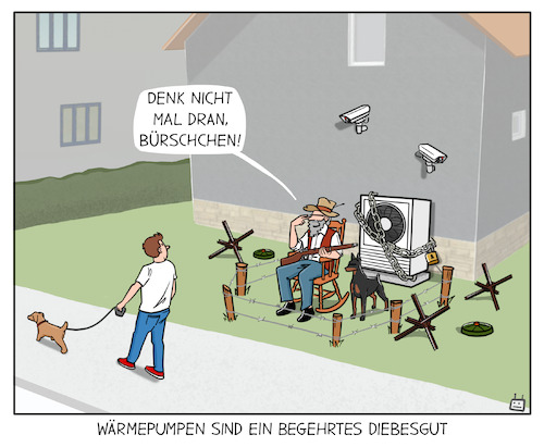 Cartoon: Wärmepumpe (medium) by Cloud Science tagged wärmepumpe,wärmepumpen,diebstahl,versicherung,heizung,klima,kriminalität,wärmepumpe,wärmepumpen,diebstahl,versicherung,heizung,klima,kriminalität