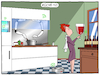 Cartoon: Küche 4.0 (small) by Cloud Science tagged kueche,smart,home,iot,internet,der,dinge,vernetzung,roboter,roboterarm,haus,intelligenz,zukunft,robotik,kochen,sensoren,technologie,technik,hausfrau,moley,automatisierung,disruption,automation,tech,it,kuehlschrank,saugroboter,moeller,illustration,wein,weinglas,rotwein,alkohol