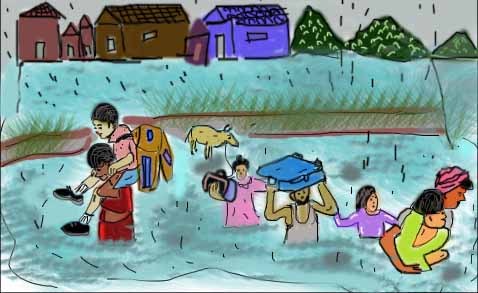 Cartoon: floods (medium) by anupama tagged floods