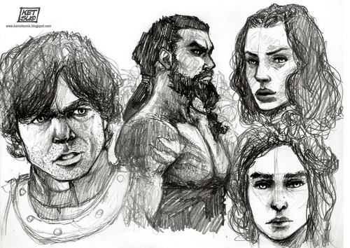 Cartoon: GOT sketches (medium) by ketsuotategami tagged tyrion,dothraki,khal,drogo