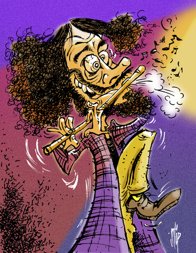 Cartoon: Ian Anderson (medium) by stip tagged ian,anderson,jethro,tull,progressive,folk,rock,flute,medieval,seventies,70,music,ian,anderson,jethro,tull,progressive,folk,rock,flute,medieval,seventies,70,music