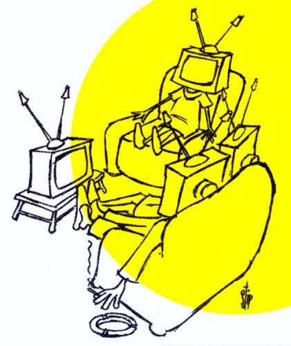 Cartoon: TV People (medium) by stip tagged tv,television,people,family,watching,zap