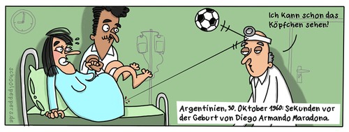 Cartoon: Schoolpeppers 177 (medium) by Schoolpeppers tagged geburt,arzt,maradona,fussball