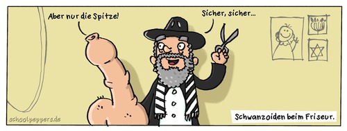 Cartoon: Schoolpeppers 230 (medium) by Schoolpeppers tagged schwanzoiden,friseur,jude