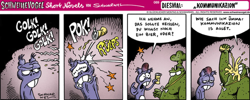 Cartoon: Schweinevogel Kommunikazion (medium) by Schweinevogel tagged freundschaft,kommunikation,swampie,doof,iron,bier,cartoon,schwarwel,schweinevogel