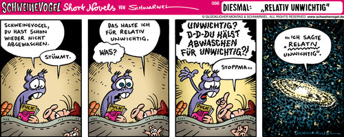 Cartoon: Schweinevogel Unwichtig (medium) by Schweinevogel tagged leben,universum,puzzle,doof,iron,schweinevogel,witzig,witz,cartoon,chwarwel