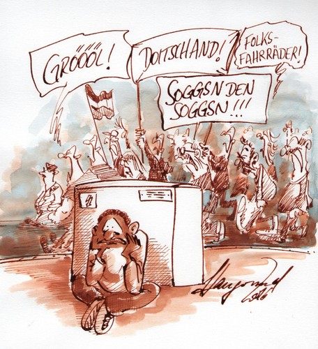 Cartoon: Tag der Deutschen Einsamkeit (medium) by Haugrund tagged 3oktober,dresden,einheitsfeier