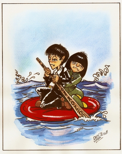 Cartoon: caos japones (medium) by DANIEL EDUARDO VARELA tagged diciplina