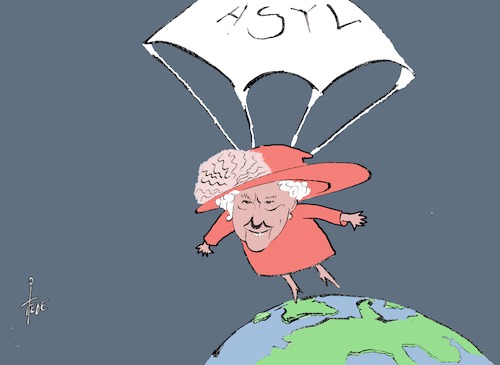 Cartoon: Asyl (medium) by tiede tagged asyl,brexit,queen,theresa,may,tiede,cartoon,karikatur,asyl,brexit,queen,theresa,may,tiede,cartoon,karikatur