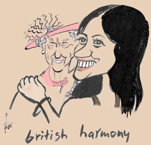 Cartoon: british harmony (medium) by tiede tagged meghan,harry,queen,british,conflict,tiede,cartoon,karikatur,meghan,harry,queen,british,conflict,tiede,cartoon,karikatur