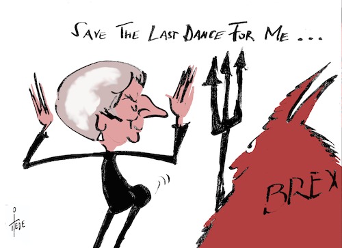 Cartoon: Dancing Queen (medium) by tiede tagged brexit,theresa,may,boris,johnson,dancing,queen,tiede,cartoon,karikatur,brexit,theresa,may,boris,johnson,dancing,queen,tiede,cartoon,karikatur