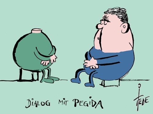 Cartoon: Dialog Pegida (medium) by tiede tagged pegida,sigmar,gabriel,spd,pegida,sigmar,gabriel,spd