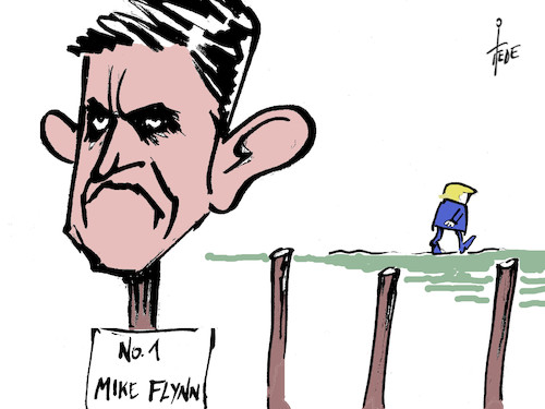 Cartoon: Flynn - Trump (medium) by tiede tagged mike,flynn,trump,tiede,tiedemann,cartoon,karikatur,mike,flynn,trump,tiede,tiedemann,cartoon,karikatur