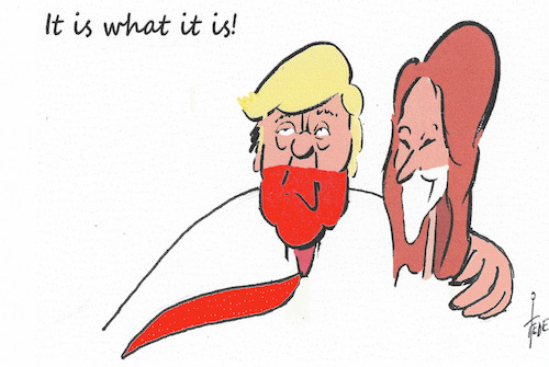 Cartoon: It is... (medium) by tiede tagged trump,melania,corona,tiede,cartoon,karikatur,trump,melania,corona,tiede,cartoon,karikatur