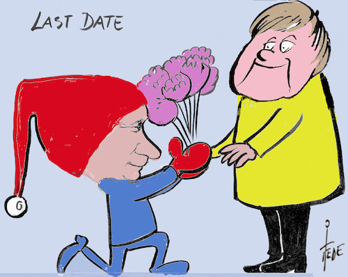 Cartoon: Last Date (medium) by tiede tagged merkel,putin,moskau,tiede,cartoon,merkel,putin,moskau,tiede,cartoon