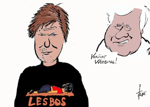 Cartoon: Lesbos (medium) by tiede tagged habeck,seehofer,lesbos,fllüchtlingslager,migration,aylan,kurdi,tiede,cartoon,karikatur,habeck,seehofer,lesbos,fllüchtlingslager,migration,tiede,cartoon,karikatur