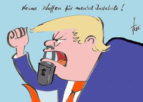 Cartoon: mentale Instabilität (medium) by tiede tagged trump,mentally,instable,waffengesetz,dayton,el,paso,tiede,cartoon,karikatur,trump,mentally,instable,waffengesetz,dayton,el,paso,tiede,cartoon,karikatur