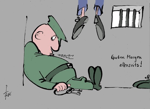 Cartoon: morgens in Leipzig (medium) by tiede tagged karikatur,cartoon,tiedemann,tiede,albakr,jabr,strafvollzug,sachsen,tillich,suizid,terrorist,terrorist,suizid,tillich,sachsen,strafvollzug,tiede,tiedemann,cartoon,karikatur