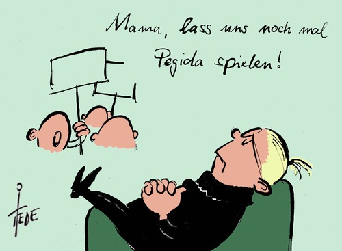 Cartoon: Pegida spielen (medium) by tiede tagged pegida,kathrin,oertel,pegida,kathrin,oertel