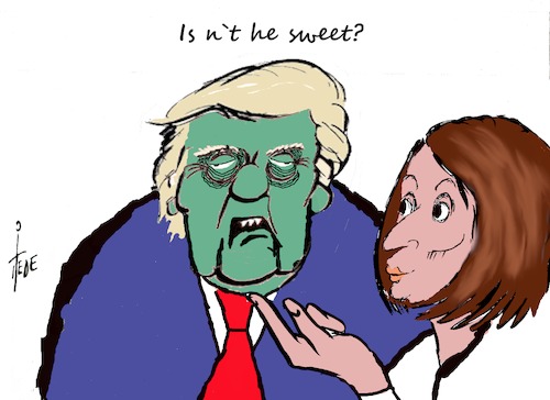 Cartoon: Pelosi   and Trump (medium) by tiede tagged pelosi,trump,elections,usa,tiede,cartoon,karikatur,tiedemann,pelosi,trump,elections,usa,tiede,cartoon,karikatur,tiedemann