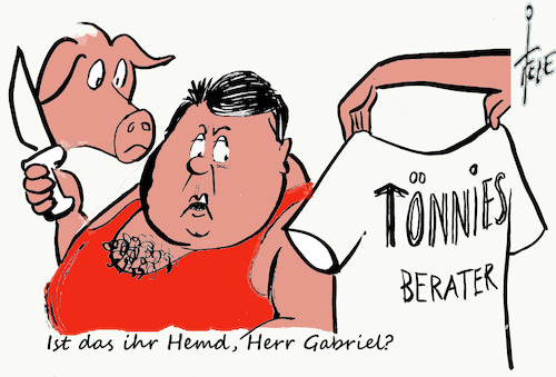 Cartoon: Sigmar Gabriel (medium) by tiede tagged sigmar,gabriel,brater,tönnies,spd,fleischskandal,tide,cartoon,karikatur,sigmar,gabriel,brater,tönnies,spd,fleischskandal,tide,cartoon,karikatur