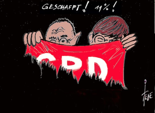 Cartoon: SPD (medium) by tiede tagged spd,parteitag,parteivorsitz,esken,walter,borjans,forsa,tiede,cartoon,karikatur,spd,parteitag,parteivorsitz,esken,walter,borjans,forsa,tiede,cartoon,karikatur