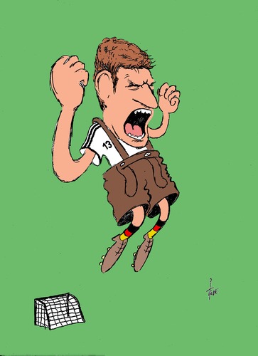 Cartoon: Thomas Müller (medium) by tiede tagged thomas,müller,wm,brasilien,rekordtorschütze,germany,thomas,müller,wm,brasilien,rekordtorschütze,germany