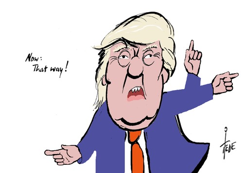 Cartoon: Trump (medium) by tiede tagged trump,donald,election,wahlversprechen,campaign,promise,tiede,tiedemann,cartoon,karikatur,trump,donald,election,wahlversprechen,campaign,promise,tiede,tiedemann,cartoon,karikatur