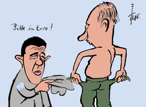 Cartoon: Tsipras besucht Putin (medium) by tiede tagged tsipras,putin,schuldenkrise,griechenland,tsipras,putin,schuldenkrise,griechenland