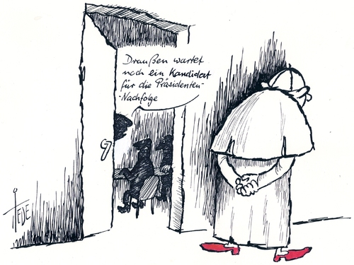 Cartoon: Wulff-Nachfolge (medium) by tiede tagged nachfolge,wulff,benedikt,papst,papst benedikt,wulff,nachfolge,bundespräsident,papst,benedikt