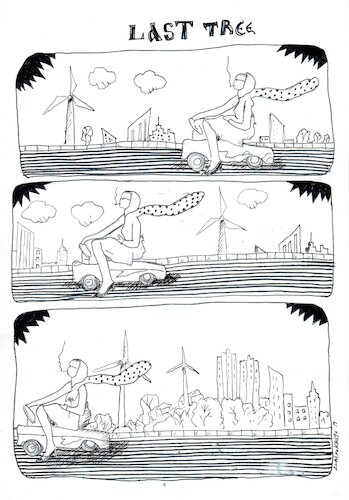 Cartoon: Climate Crisis (medium) by Zlatko Iv tagged klima,crisis,climate,doll,auto,space,astro,cigarette,love
