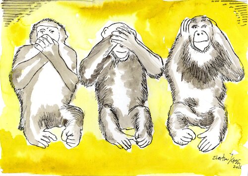 Cartoon: Kreatur Biz (medium) by Zlatko Iv tagged natur,monkey,kultur,zusammen