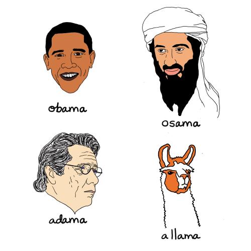 Cartoon: obama (medium) by mfarmand tagged obama,election,uselection,barackobama,barack,osama,osamabinladen,adama,llama
