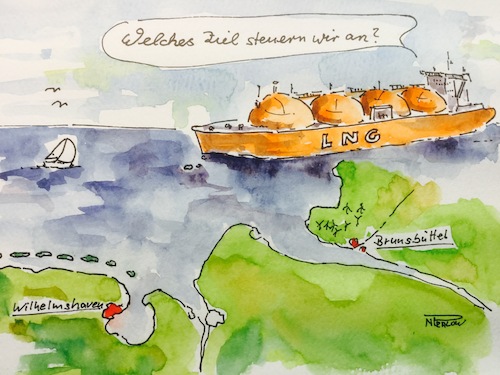 Cartoon: LNG (medium) by Pralow tagged klimaschutz,flüssiggas,lng,terminal,schifffahrt,umweltverschmutzung,co2,ausstoß,welthandel,klimaschutz,flüssiggas,lng,terminal,schifffahrt,umweltverschmutzung,co2,ausstoß,welthandel