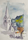 Cartoon: Die Elphi in HH (small) by Pralow tagged hamburg,elbphilharmonie,schwedische,seemannskirche,tourismus,hafen,reisen