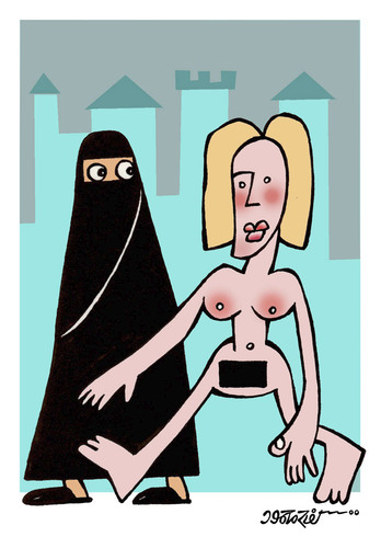 Cartoon: Niqab in Europe (medium) by kifah tagged niqab,in,europe