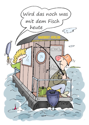 Cartoon: Hausboot (medium) by BuBE tagged angeln,angler,fischen,urlaub,erholung,freizeit,fischspeise,fischpfanne,fischessen,angeln,angler,fischen,urlaub,erholung,freizeit,fischspeise,fischpfanne,fischessen