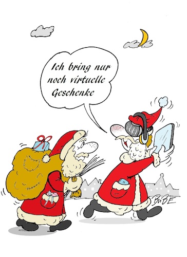 Cartoon: Virtuelle Geschenke (medium) by BuBE tagged virtualität,virtuell,weihnachtsmann,weihnachten,weihnachtsgeschenke,computer