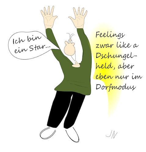 Cartoon: Dschungelheld (medium) by Jochen N tagged dschungel,dschungelcamp,dschungelheld,star,rtl,australien,maik,feeling,dorf,modus