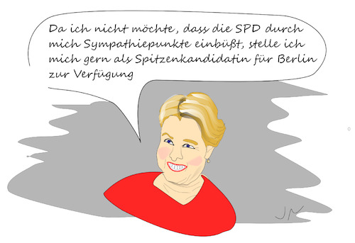 Cartoon: Giffey Rücktritt (medium) by Jochen N tagged spd,spitzenkandidatin,berlin,bürgermeister,familienministerin,doktorarbeit,plagiat,sympathie,sympathisch