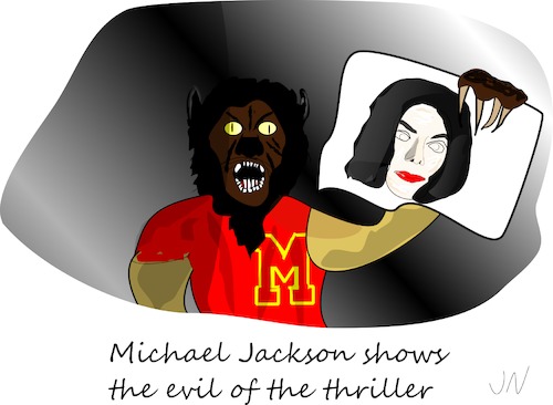 Cartoon: Halloween (medium) by Jochen N tagged halloween,michael,jackson,thriller,horror,grusel,böse,werwolf,kostüm,verkleidung